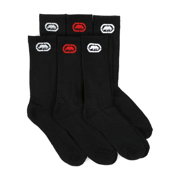 Ecko Unltd. Men's Half Cushion Crew Athletic Socks 6-Pack (Black)