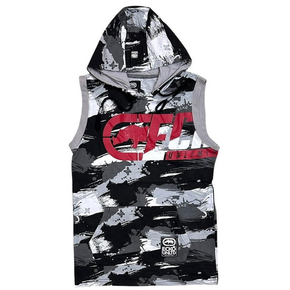 Ecko Unltd Men's Hoodie T-Shirt Broad Stroke Camo Sleeveless Tee (Medium, Grey Camo)