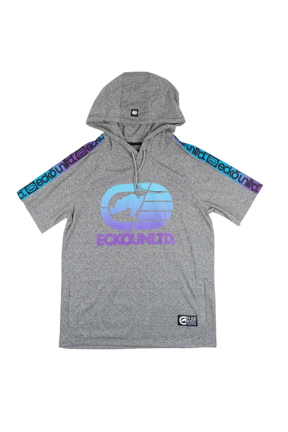 Ecko Unltd Men's Hoodie T-Shirt Gradient Puff Print Logo Short Sleeve Tee (Small, Grey Marled)