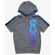 Ecko Unltd Mens Hoodie T-Shirt Logo Tape Ribbon Short Sleeve Tee Small, Grey