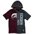 thumbnail image 1 of Ecko Unltd Men's Hoodie T-Shirt Panel Stitched Colorblock Short Sleeve Tee (Large, Burgundy/Charcoal Heather), 1 of 4