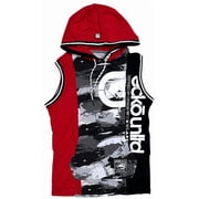 Ecko Unltd Mens Hoodie T-Shirt Stitch Panel Sleeveless Tee Medium, Red