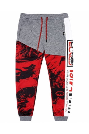 Ecko Unltd Men's Jogger Pants Black Marled True Red, Size L