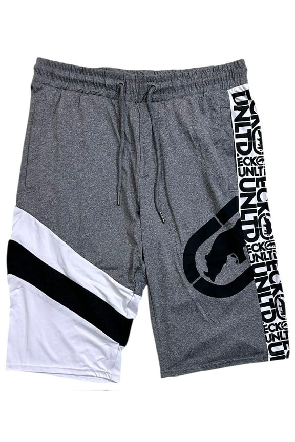 Ecko Unltd Men's Panel Stitched Activewear Shorts (Large, Grey Marled)