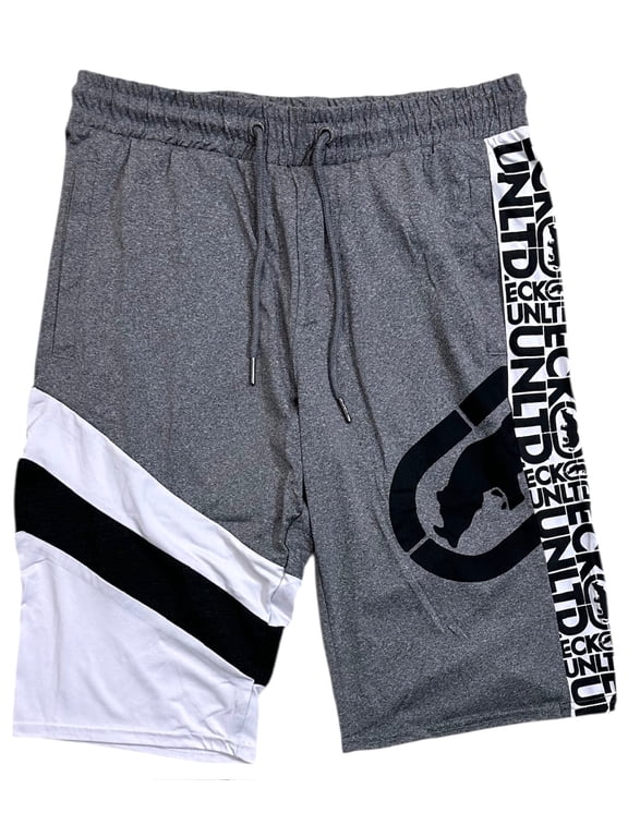 Ecko Unltd Men's Panel Stitched Activewear Shorts (Large, Grey Marled)