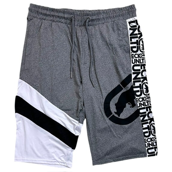 Ecko Unltd Men's Panel Stitched Activewear Shorts (Medium, Grey Marled)
