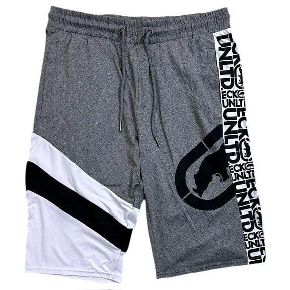 Ecko Unltd Men's Panel Stitched Activewear Shorts (Small, Grey Marled)