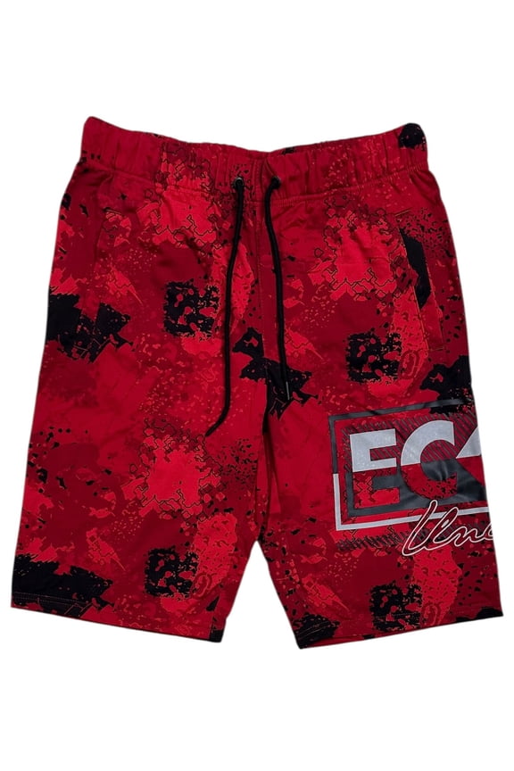 Ecko Unltd Men's Reflective Puff Print Activewear Shorts (Medium, Red Sponge Camo)