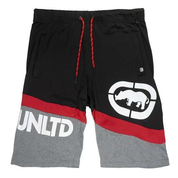 Ecko Unltd Men's Slant Colorblock Activewear Shorts (Small, Grey Marled)