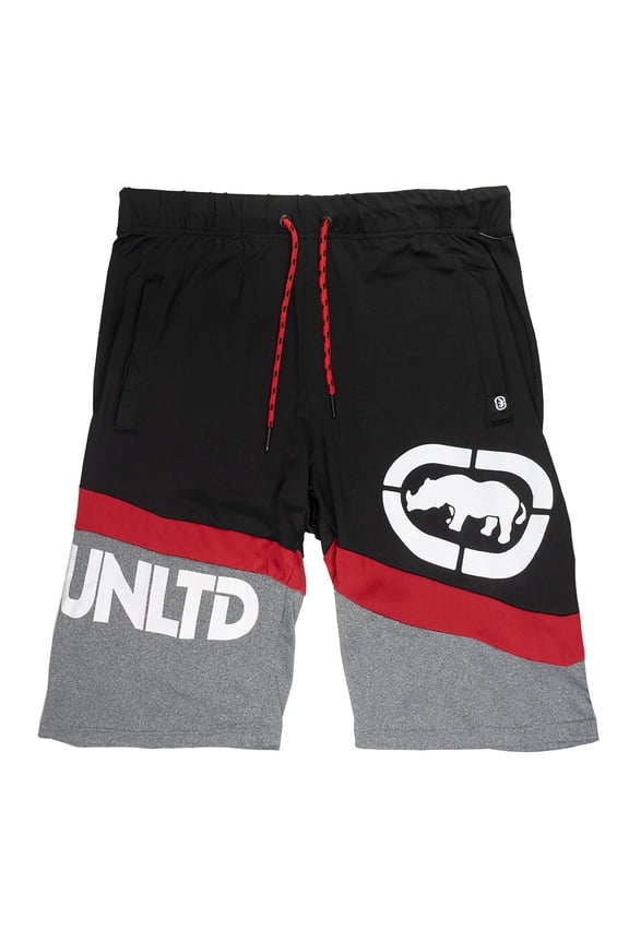 Ecko Unltd Men's Slant Colorblock Activewear Shorts (X-Large, Grey Marled)