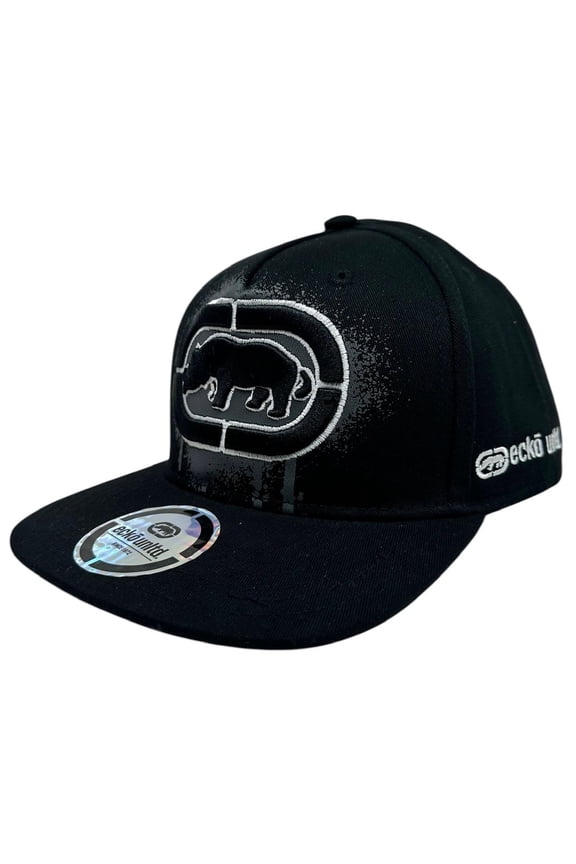 Ecko Unltd Men's Snapback Hat 3D Embroidered Logo Splatter Print Black Cap