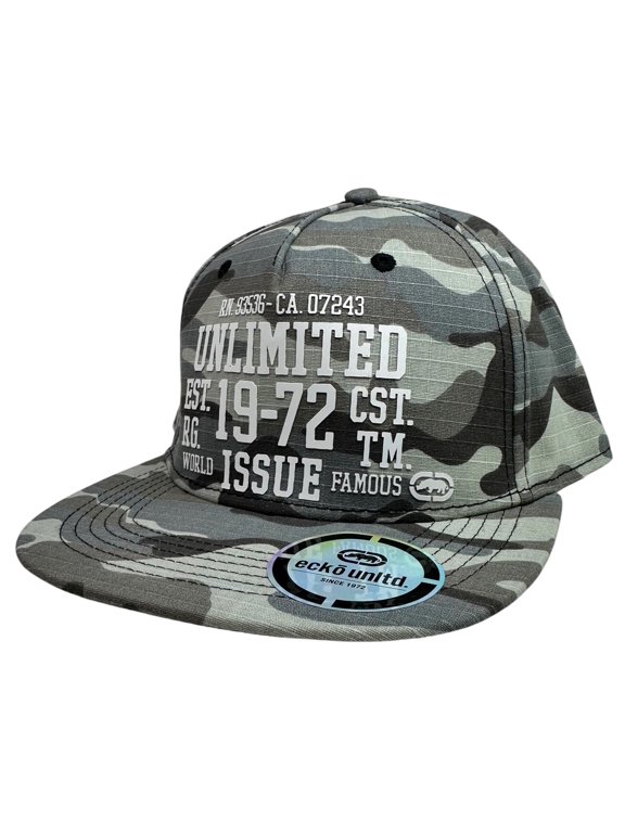 Ecko Unltd Men's Snapback Hat Grey Camo High Density Ripstop Cap