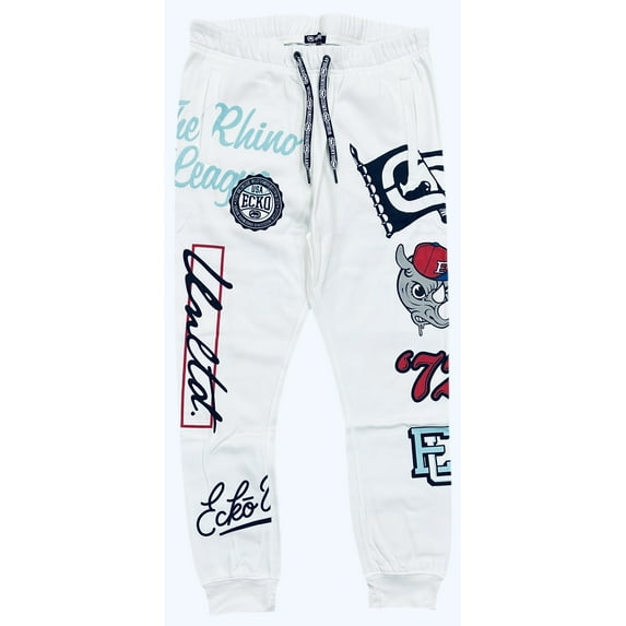 Ecko Unltd Men's Sweatpants Assorted Graphics Fleece Jogger (X-Large, White)