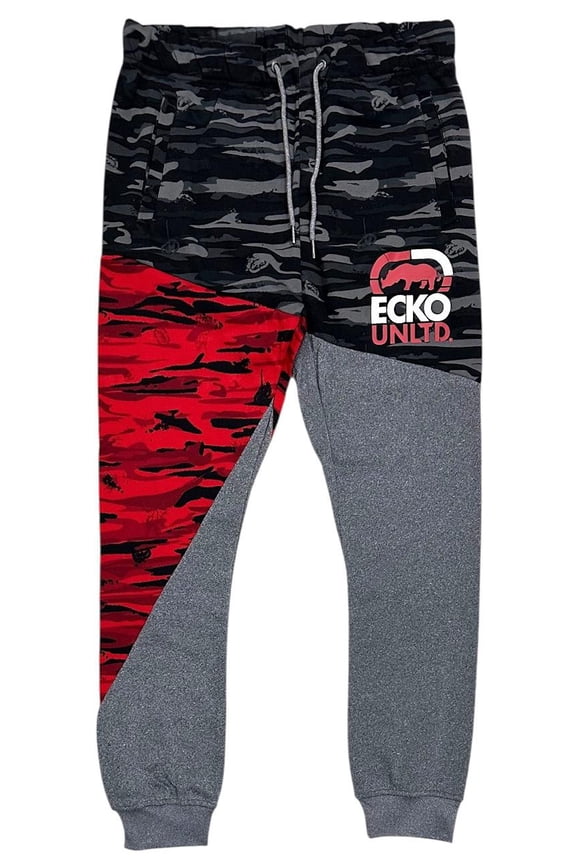 Ecko Unltd Men's Sweatpants Camo Colorblock Fleece Jogger (Medium, Grey Marled)