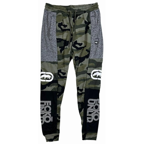 Ecko Unltd Men's Sweatpants Camo Colorblock Lightweight Fabric Activewear Jogger (Small, Combat Camo)