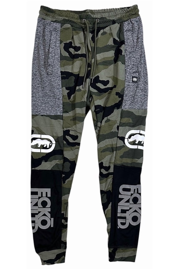 Ecko Unltd Men's Sweatpants Camo Colorblock Lightweight Fabric Activewear Jogger (Small, Combat Camo)
