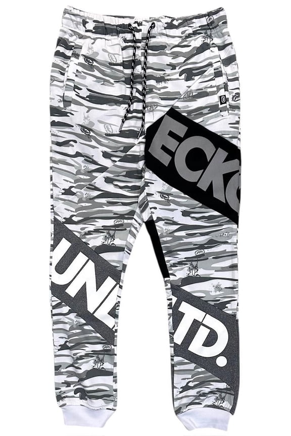 Ecko Unltd Men's Sweatpants Camo Puff Print Colorblock Fleece Jogger (Large, White Camo)