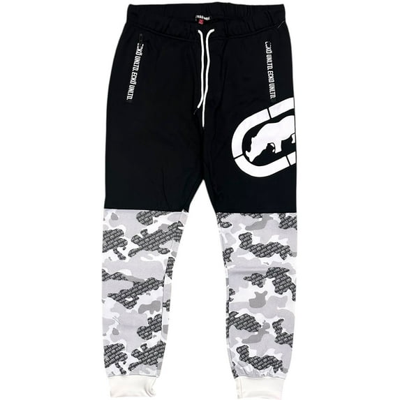 Ecko Unltd Men's Sweatpants Camo Puff Print Colorblock Fleece Jogger (Medium, White)
