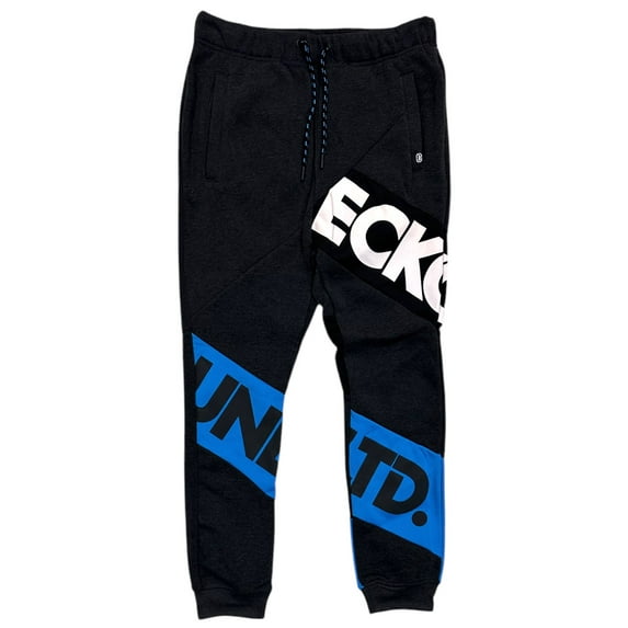 Ecko Unltd Men's Sweatpants Colorblock Puff Print Fleece Jogger (X-Large, Charcoal Black Heather)