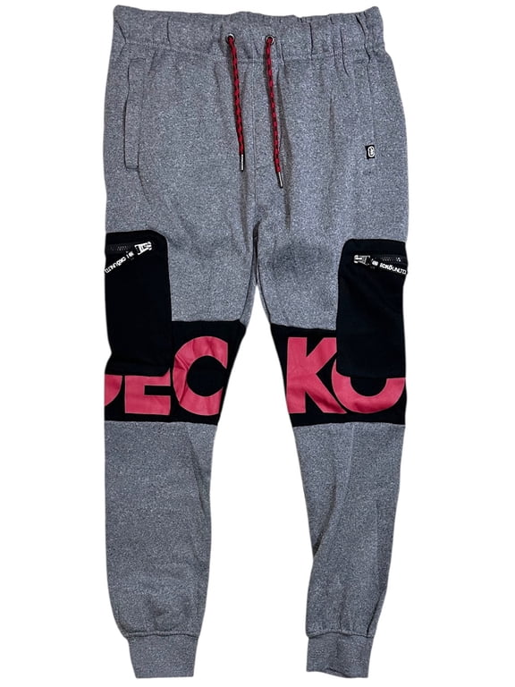 Ecko Unltd Men's Sweatpants Crago Zip Pockets Colorblock Fleece Jogger (Large, Grey Marled)