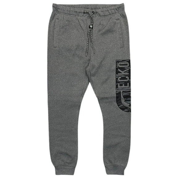 Ecko Unltd Men's Sweatpants Embroidered Camo Logo Charcoal Heather Fleece Jogger (Medium, Grey)