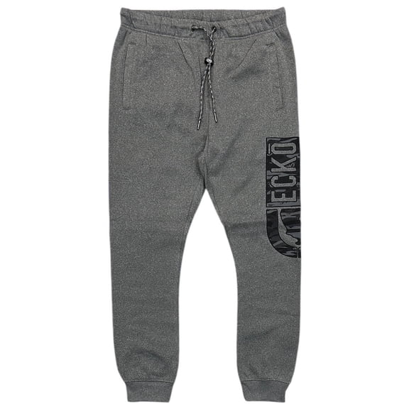 Ecko Unltd Men's Sweatpants Embroidered Camo Logo Charcoal Heather Fleece Jogger (X-Large, Grey)