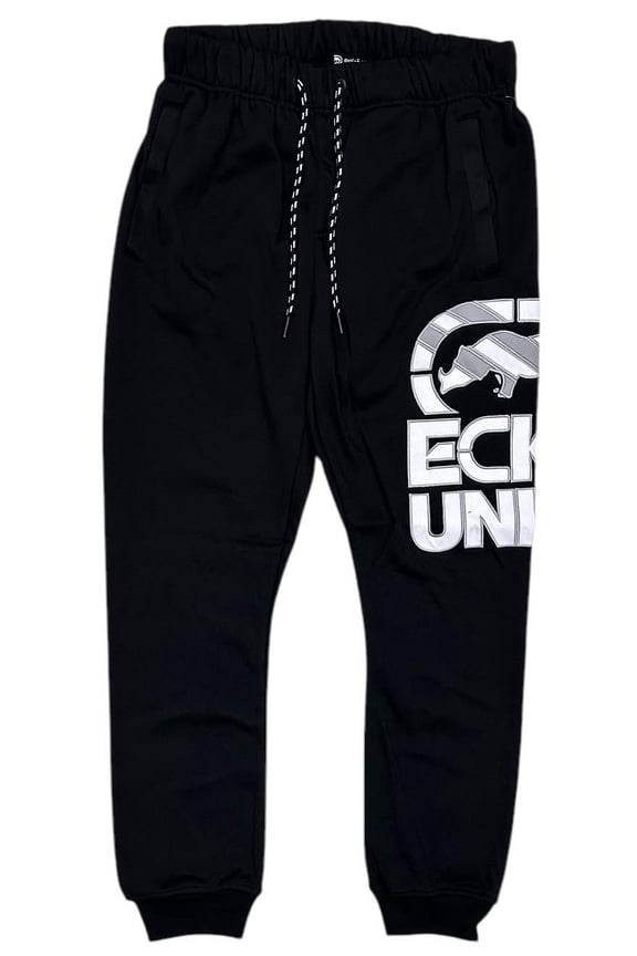 Ecko Unltd Men's Sweatpants Embroidered Logo Black Fleece Jogger (X-Large, Black)