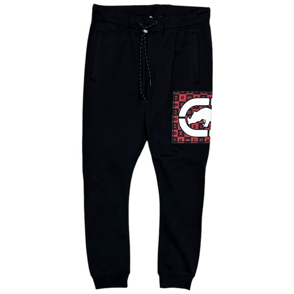 Ecko Unltd Men's Sweatpants Embroidered Logo Patch Fleece Jogger (Medium, Black)