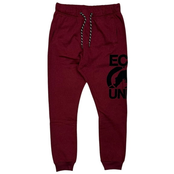 Ecko Unltd Men's Sweatpants Embroidered Red Felt Logo Black Fleece Jogger (Large, Red)