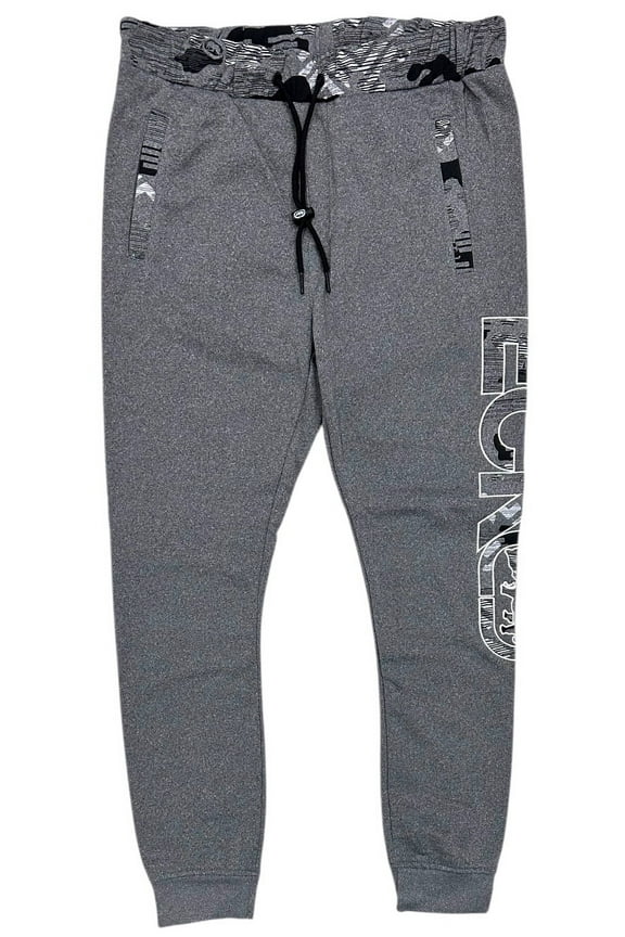 Ecko Unltd Men's Sweatpants Embroidered Vertical Logo Fleece Jogger (X-Large, Grey Marled)