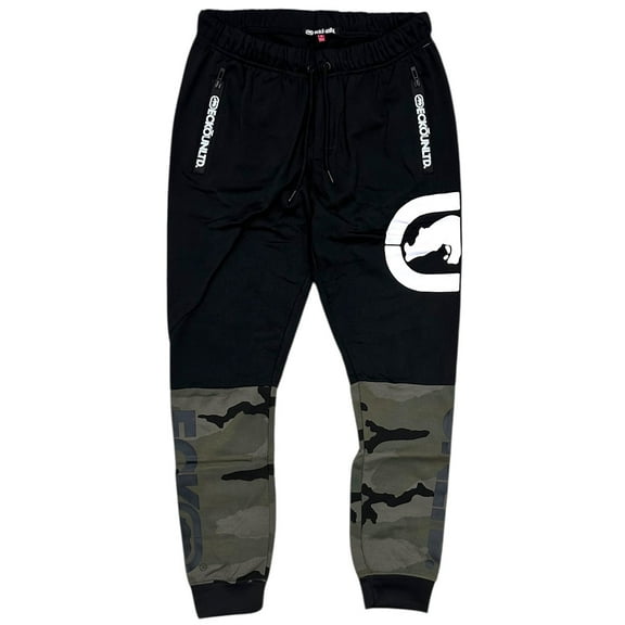 Ecko Unltd Men's Sweatpants Puff Print Colorblock Fleece Jogger (XXX-Large, Black Camo)