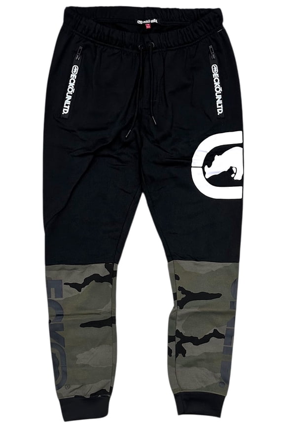 Ecko Unltd Men's Sweatpants Puff Print Colorblock Fleece Jogger (XXX-Large, Black Camo)