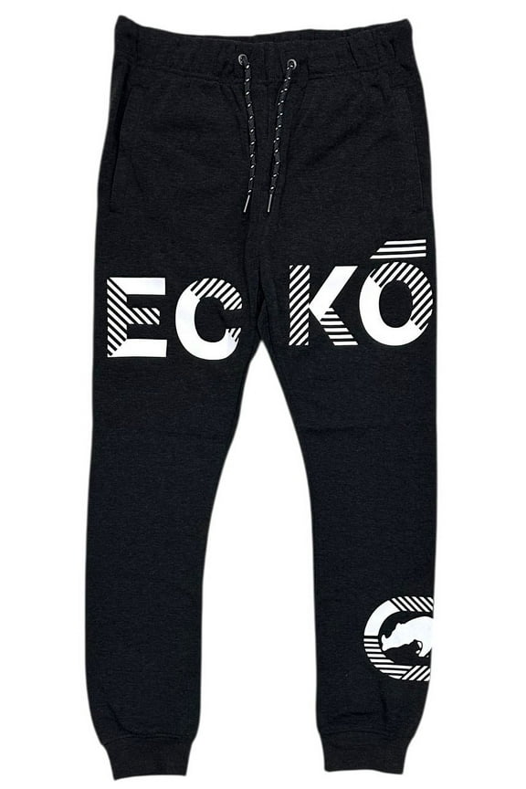 Ecko Unltd Men's Sweatpants Puff Print Heather Fleece Jogger (XXX-Large, Charcoal Heather)