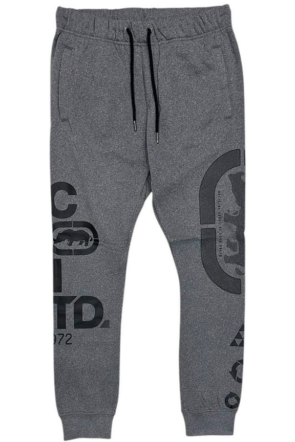 Ecko Unltd Men's Sweatpants Puff Print Heather Grey Marled Fleece Jogger (Small, Grey Marled)