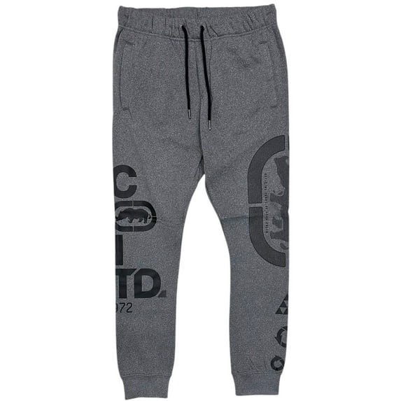 Ecko Unltd Men's Sweatpants Puff Print Heather Grey Marled Fleece Jogger (XX-Large, Grey Marled)