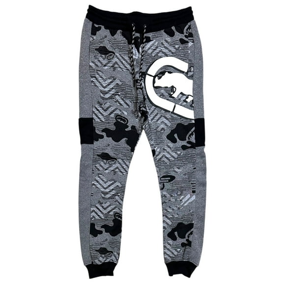 Ecko Unltd Men's Sweatpants Side Coloblock Camo Fleece Jogger (Large, Grey Marled)
