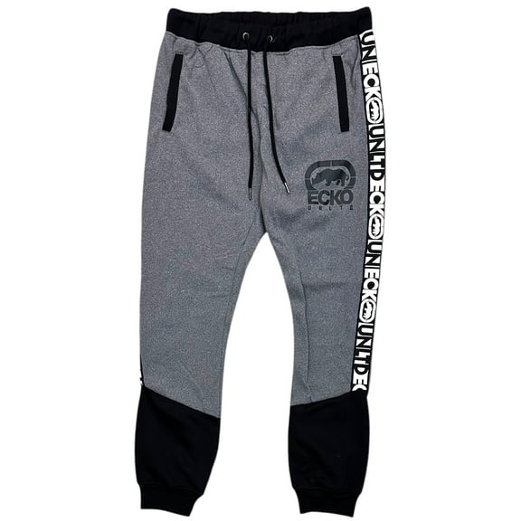 Ecko Unltd Men's Sweatpants Side Logo Tape Strip Marled Heather Fleece Jogger (XX-Large, Grey Marled)