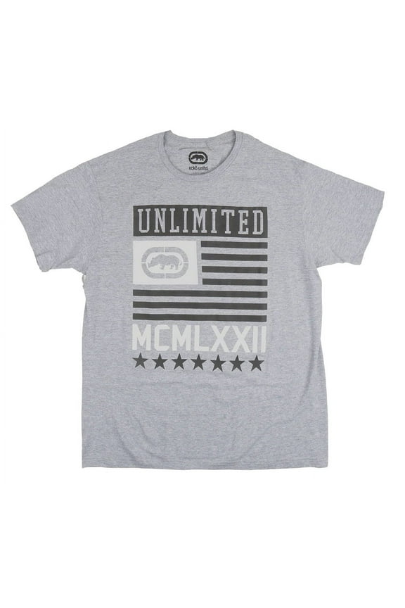 Ecko Unltd Men's T-Shirt Freedom Flying Puff Print Short Sleeve Crewneck Tee (Medium, Heather Grey)