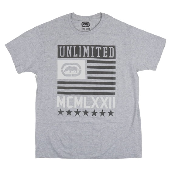 Ecko Unltd Men's T-Shirt Freedom Flying Puff Print Short Sleeve Crewneck Tee (X-Large, Heather Grey)