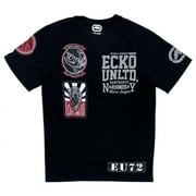 تي شيرت رجالي من Ecko Unltd بطبعة جرافيكية، تي شيرت أسود بأكمام قصيرة وياقة دائرية، متوسط، أسود