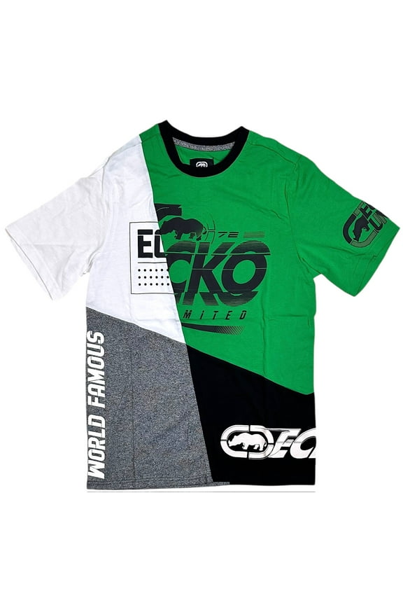 Ecko Unltd Men's T-Shirt Split Panel Stitched Colorblock Short Sleeve Tee (X-Large, Kelly Green)