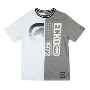 Ecko Unltd Mens T-Shirt Split Stitched Panel Short Sleeve Tee X-Large, White/Grey