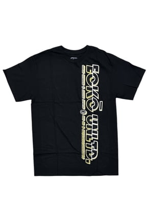 Ecko Unltd Men's T-Shirt Vertical Gold Logo Black Short Sleeve Crewneck Tee (XXX-Large, Black)