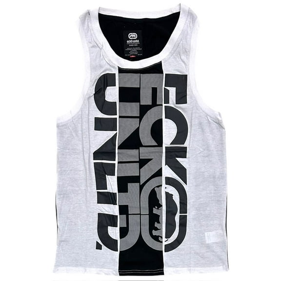 Ecko Unltd Men's Tank Top Block Stitch Panels Sleeveless Tee T-Shirt (XX-Large, White/Black)