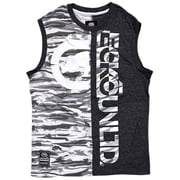 Ecko Unltd Mens Tank Top Split Panel Camo Puff Print Sleeveless Tee T-Shirt -Large, Black Heather