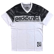 Ecko Unltd Mens V-Neck T-Shirt Camo Stitched Colorblock Panels Short Sleeve Tee Large, White