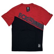 تي شيرت رجالي من Ecko Unltd برقبة على شكل حرف V وطبعة منفوخة وكتلة ألوان أحمر/أسود حقيقي - كبير، أحمر/أسود حقيقي