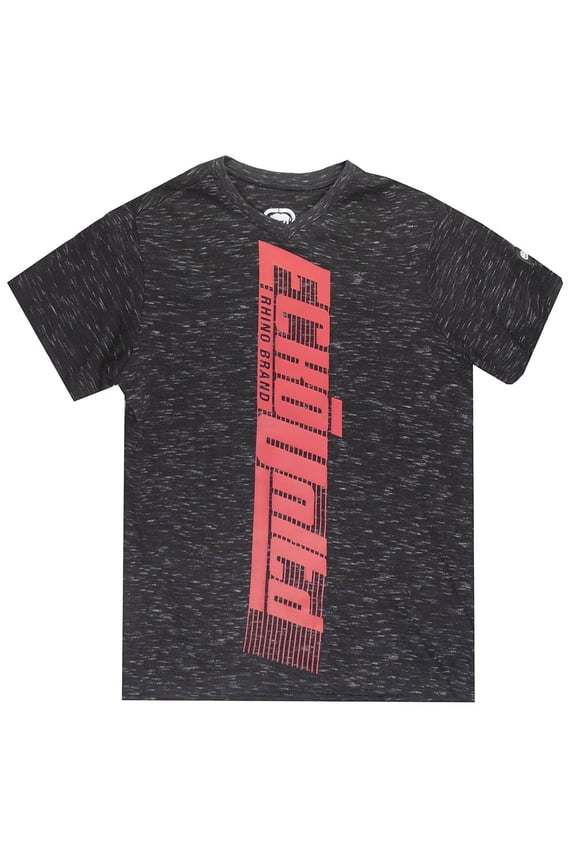 Ecko Unltd Men's V-Neck T-Shirt Puff Print Vertical Logo Short Sleeve Tee (Large, Black Space Dye)