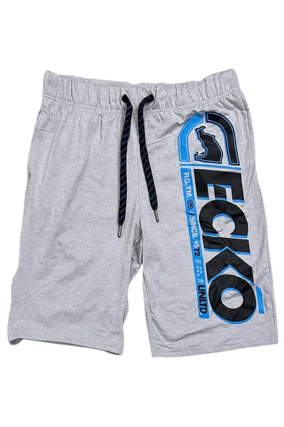 Ecko Unltd Men's Vertical Logo Print Activewear Shorts (Large, Light Grey Flyknit)