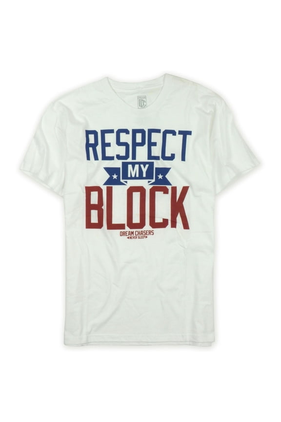 Mens Block Watch Graphic T-Shirt, White, Small